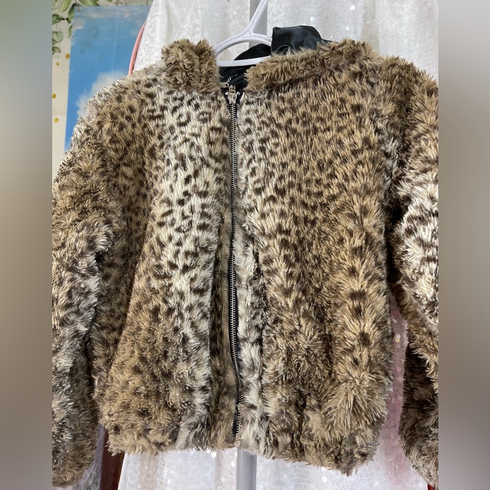 Jou Jou girl hooded Jacket cost Fur Brown m 8 medium Christmas 🎁 birthday soft